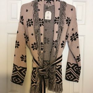 Wonderly Fringe  Belted Sweater